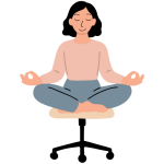 illustration of a person sitting cross-legged in a chair, eyes closed in a yoga pose