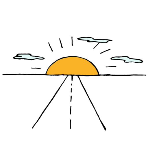 line drawing of a sun over the horizon